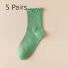 5 Pairs of Women's Summer Thin Wooden Ear Side Pile Socks