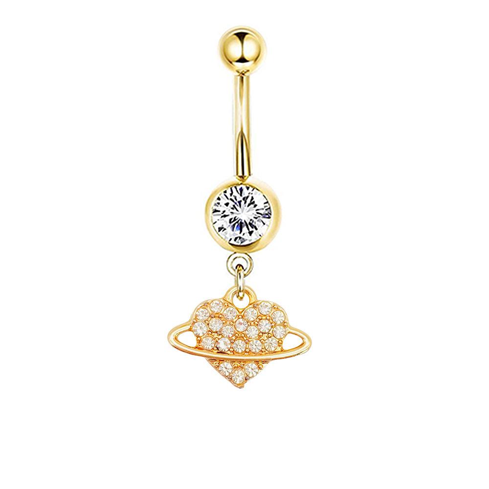 1Pcs Stainless Steel Long Navel Nail Butterfly Heart Five-pointed Star Pendant Navel Ring Piercing Jewelry