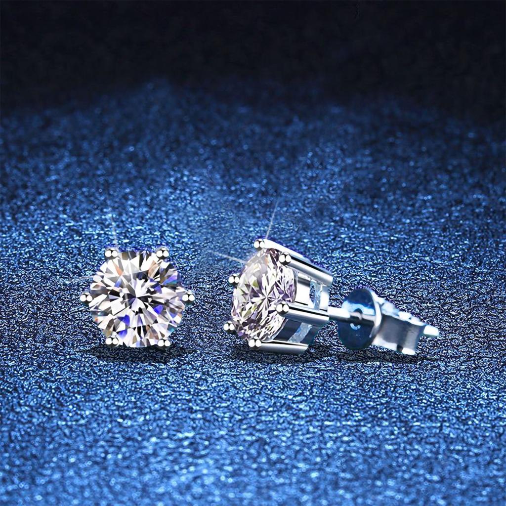 New 925 Sterling Silver Earrings six claw 2ct Moissanite for Women Top Quality Wedding Engagement Jewelry Fashion Ear Stud Party