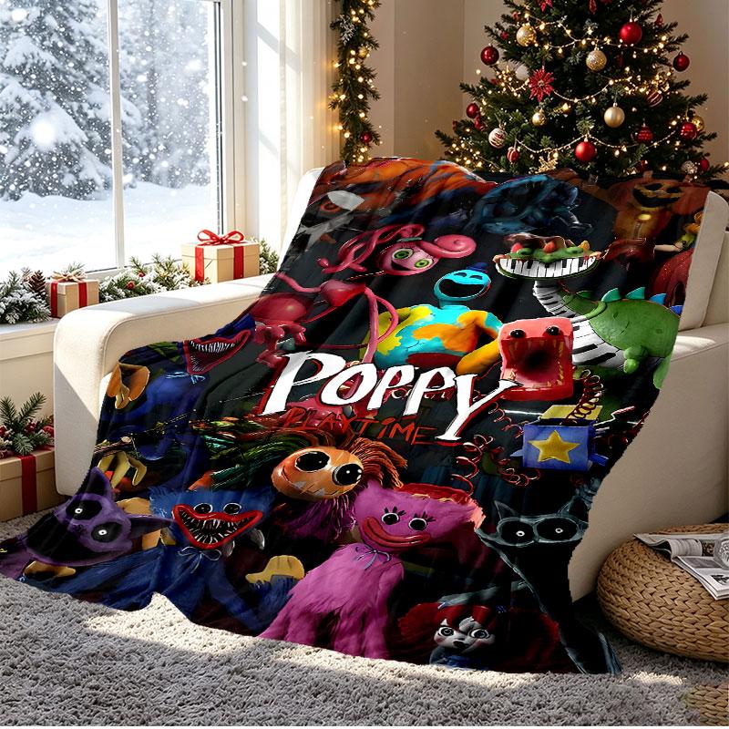 Плед с узором Poppy Playtime для домашнего декора, кровати, дивана, автомобильных путешествий, кемпинга, подходит для всех сезонов, подарок на день рождения, Рождество