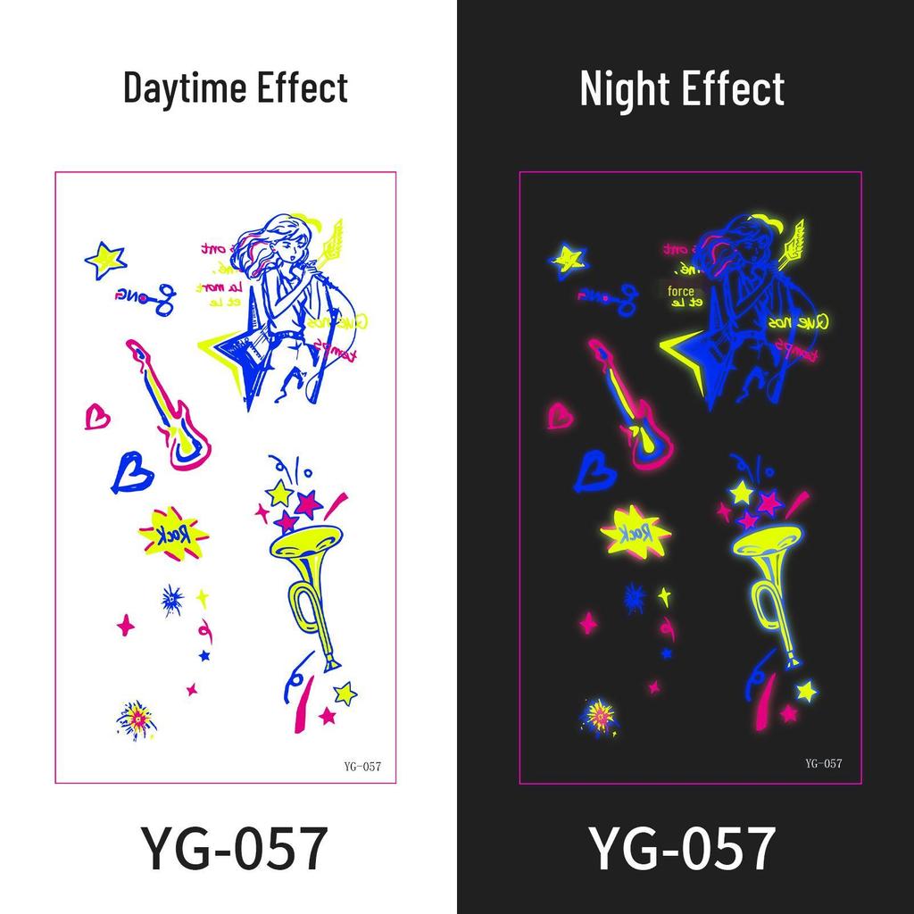 Neon Glow Music Festival Tattoo Stickers: Bright Fluorescent Designs for Concerts and Parties