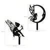 Wrought Iron Fairy Silhouette Statue Outdoor Garden Butterfly Decor Metal Art Lawn Ornament for Home Yard Patio