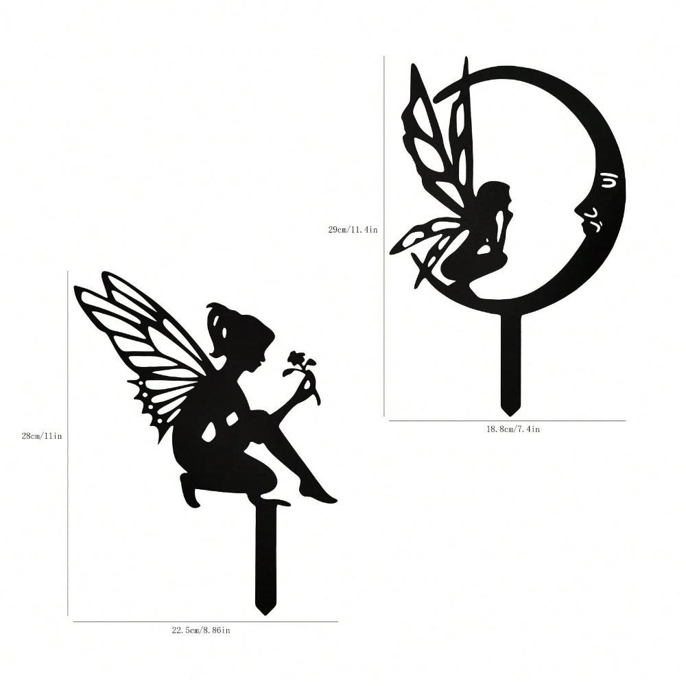Wrought Iron Fairy Silhouette Statue Outdoor Garden Butterfly Decor Metal Art Lawn Ornament for Home Yard Patio