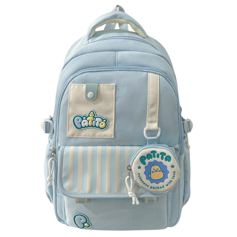 Color Block Student Schoolbag Women College Style Backpack