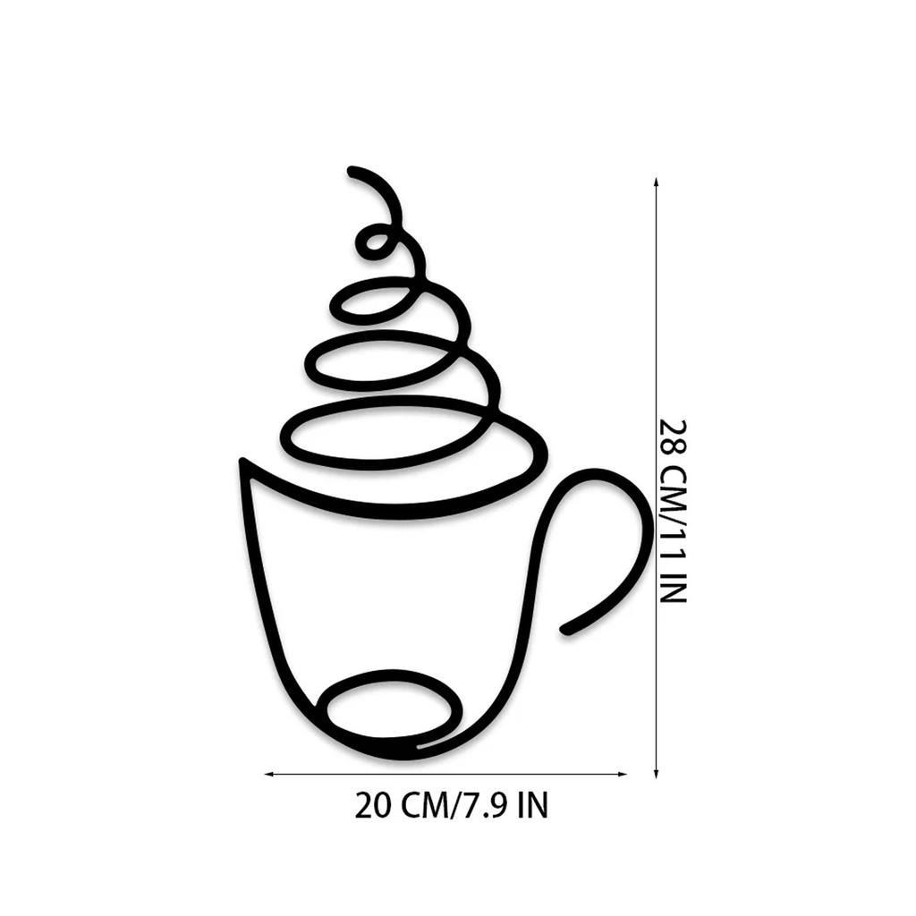 3 Pieces Set Metal Coffee Cup Wall Decor Minimalist Metal Wall Art Decor Add A Touch of Charm to Kitchen Home Wall Decorations