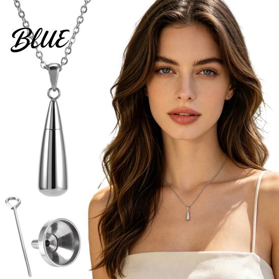 Fragrance Holder Necklace Pendant Twist-Open Design Stainless Steel Water Drop