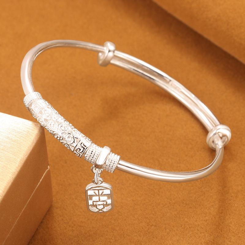 Zheng Sheng 9999 Pure Silver Rotating Luck Beads Peace  Joy Push-Pull Bracelet for Women 9999 Pure Silver
