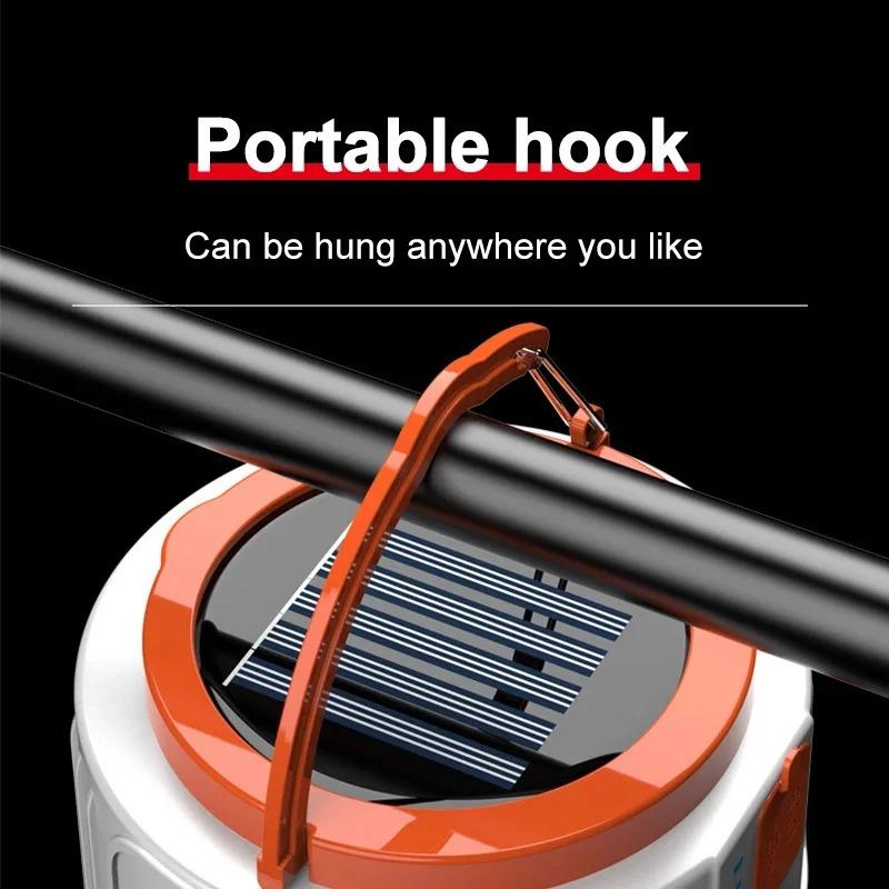 Solar Light Bulb Camping Solar LED Light USB Rechargeable 5Lighting Modes Tent Hanging Bulb for Outdoor Hiking Emergency Outage