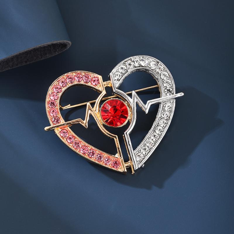 [HF]#1Pc Shining Arrow And Heart Brooches Accessories For Women Unisex Rhinestone Love Party Casual Clothes Brooch Jewelry Gifts