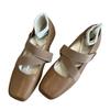 Cowhide version~ Square head pig nose ballet shoes women's cross strap shallow mouth flat bottom casual retro Mary Jane single shoes