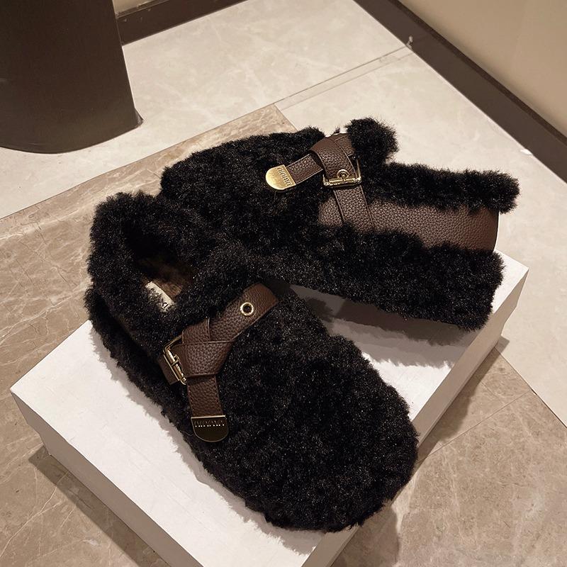 Fur Flats Women Snow Ankle Boots Short Plush Casual Warm Cotton Shoes 2025 Trend Winter Designer Walking Fashion Botas De Mujer