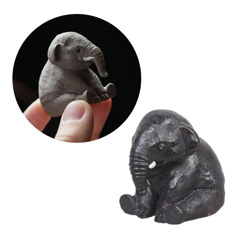 Handgefertigtes Sitzender Elefant Ornament Klein Tee Haustier Mini Süße Statue Zimmer Tee Tisch Dekorationen für Tee Liebhaber Freund
