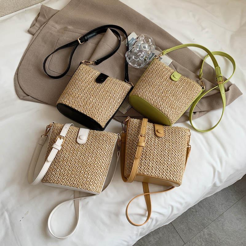 Minimal kontrastierendes Farbdesign Damen Lässige Grasgewebte Tasche für Damen Mit Nahtdetails Und Täglichem Gebrauch