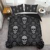 Skeleton Flower Pattern Print Duvet Cover Halloween Gothic Style Bedding Set Pillowcase Soft Comfortable Polyester Quilt Cover