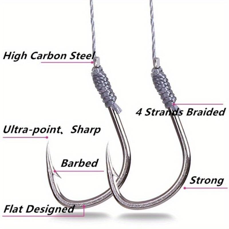 5 Packs/50 Hooks Fish Hook Tied Good Strong Horse Line Double Hook Pair Hook Fish Hook Fishing Gear Accessories Sub-line Hooks Sub-line Double Hooks
