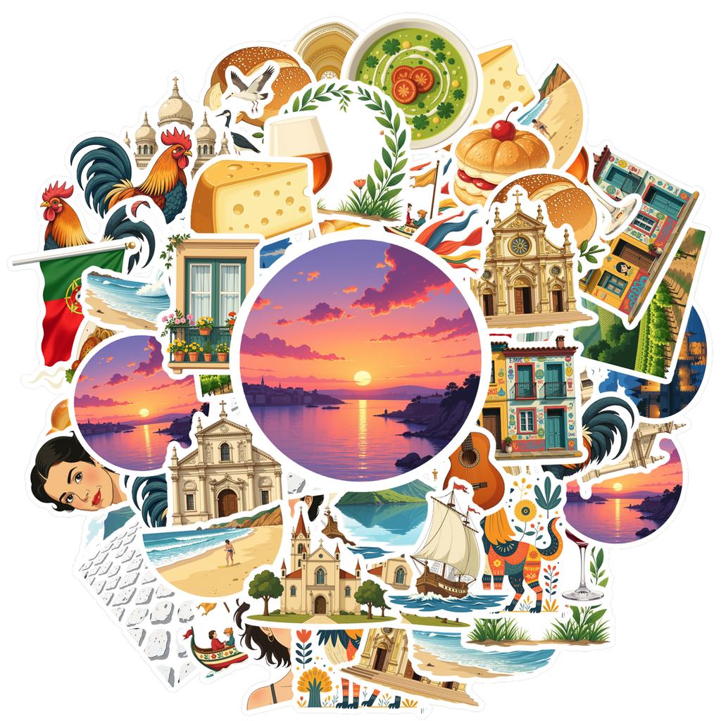 35-100pcs Portugal Landmark Stickers Travel landmarks Cultural Scrapbook Stationery Sticker For Luggage Suitcase Graffiti Decals