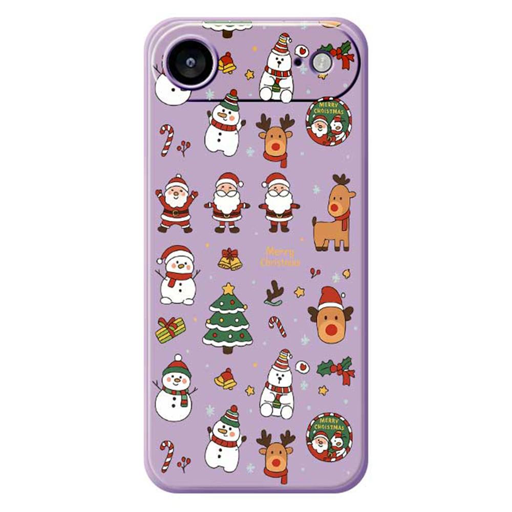 

For iPhone 17 Air Case Santa Claus Snowman Pattern Printing Straight Edge TPU Phone Back Cover Purple