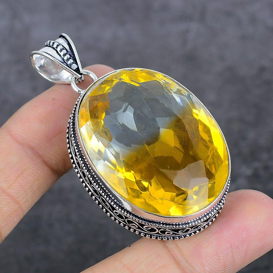 Naturlig Tvåfärgad Turmalin 925 Sterlingsilver Smycke Hänge 2.36" V7c76