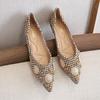 Fashion Metal Rivet Decoration Flats Women Luxury Rhinestone Design Pointed Toe Loafers for Women Soft Sole Comfort Mules Casual Shoes