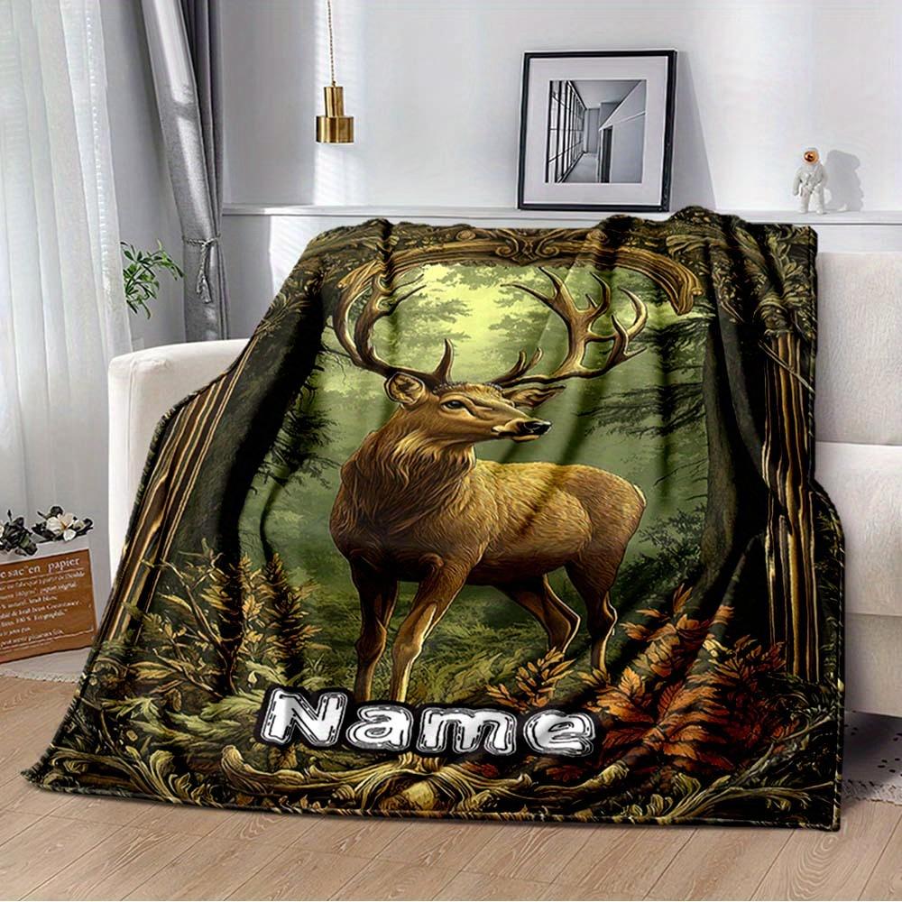 240Gm2 Deer Customize Your Name Outdoor Blanket Suitable For All Seasons Comfortable And Warm Soft Blanket Suitable For Travel Gifts For Relatives And