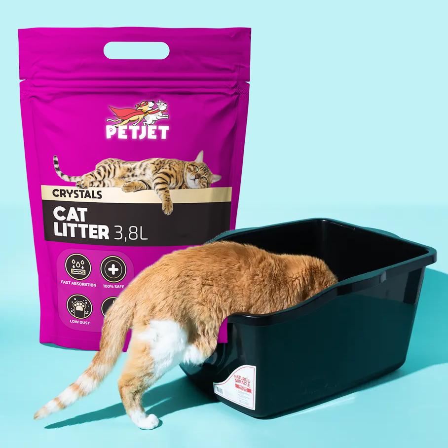 Absorberende siliconen kattenbakvulling petjet voor de kattenbak, niet-klontvormend, efficiënt PetJet