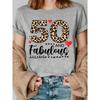 50Th Birthday Leopard Print Letter Graphic T-Shirt, Group T-Shirt for Birthday Party, Queen of 50Th Birthday