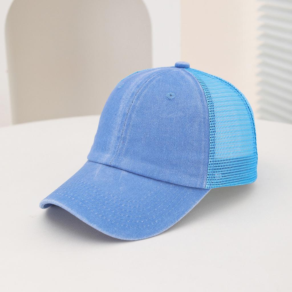 Casual Water-washed Mesh Baseball Cap, Adjustable Curved Brim Baseball Cap, Summer Sweat-absorbing and Breathable Sun Hat