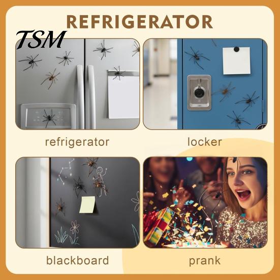 Scary Fake Spider 1/4/8Pcs 3D Refrigerator Magnet for Halloween, Black Decorations Magnetic Decoration, Halloween Prank Props, Party Favors