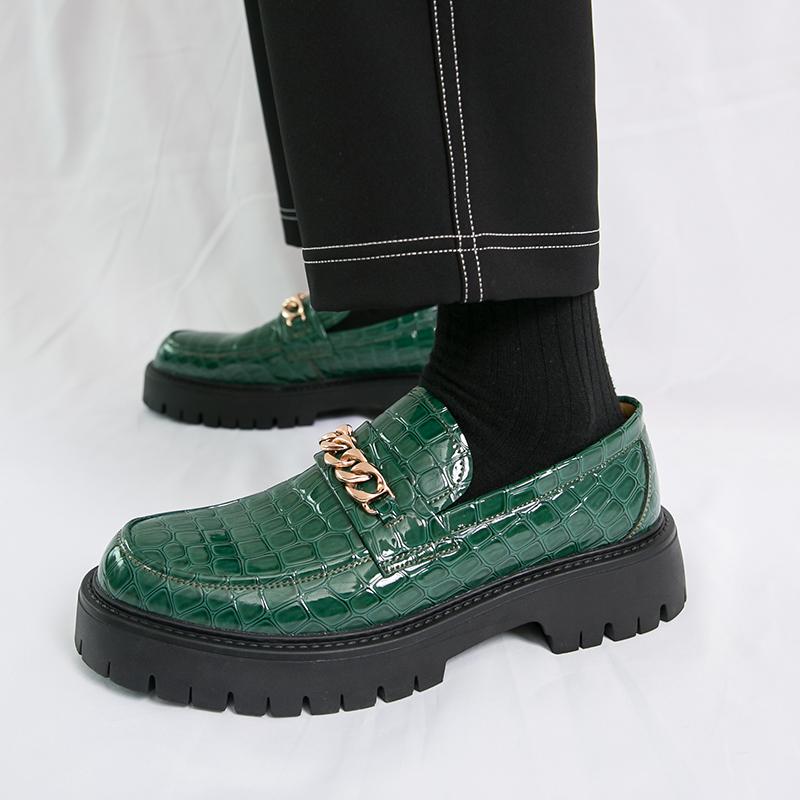 Fashion Brand Men's Business Office Leather Shoes Thick Soled Comfortable Wear-resistant Leather Shoes Fashionable and Versatile Loafers