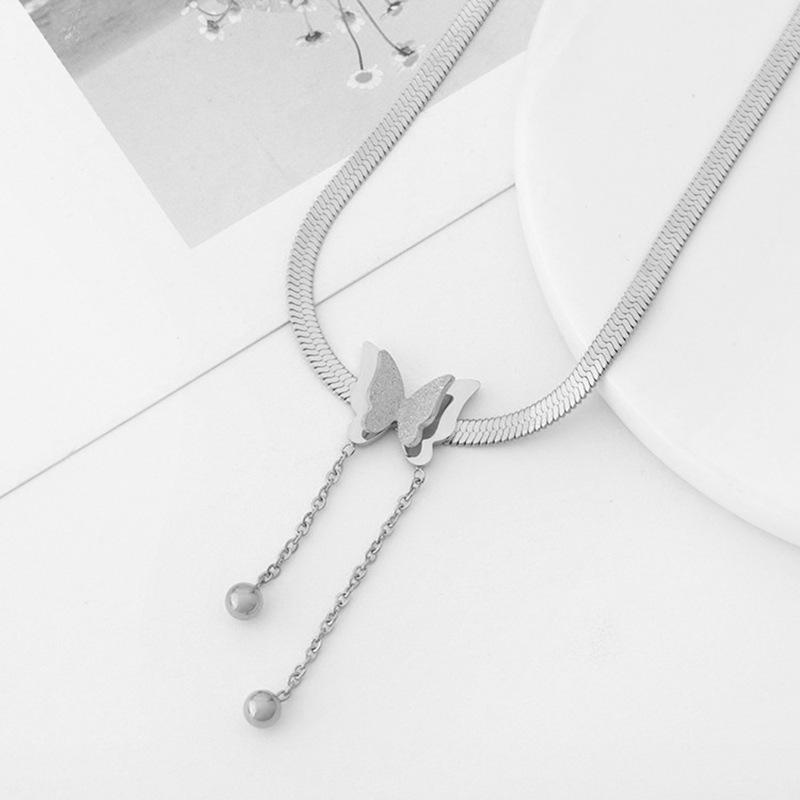 Multilayer Vintage Butterfly Necklace For Women Gold Color 316L Stainless Steel Blade Snake Chain Charms Choker Jewelry Gift