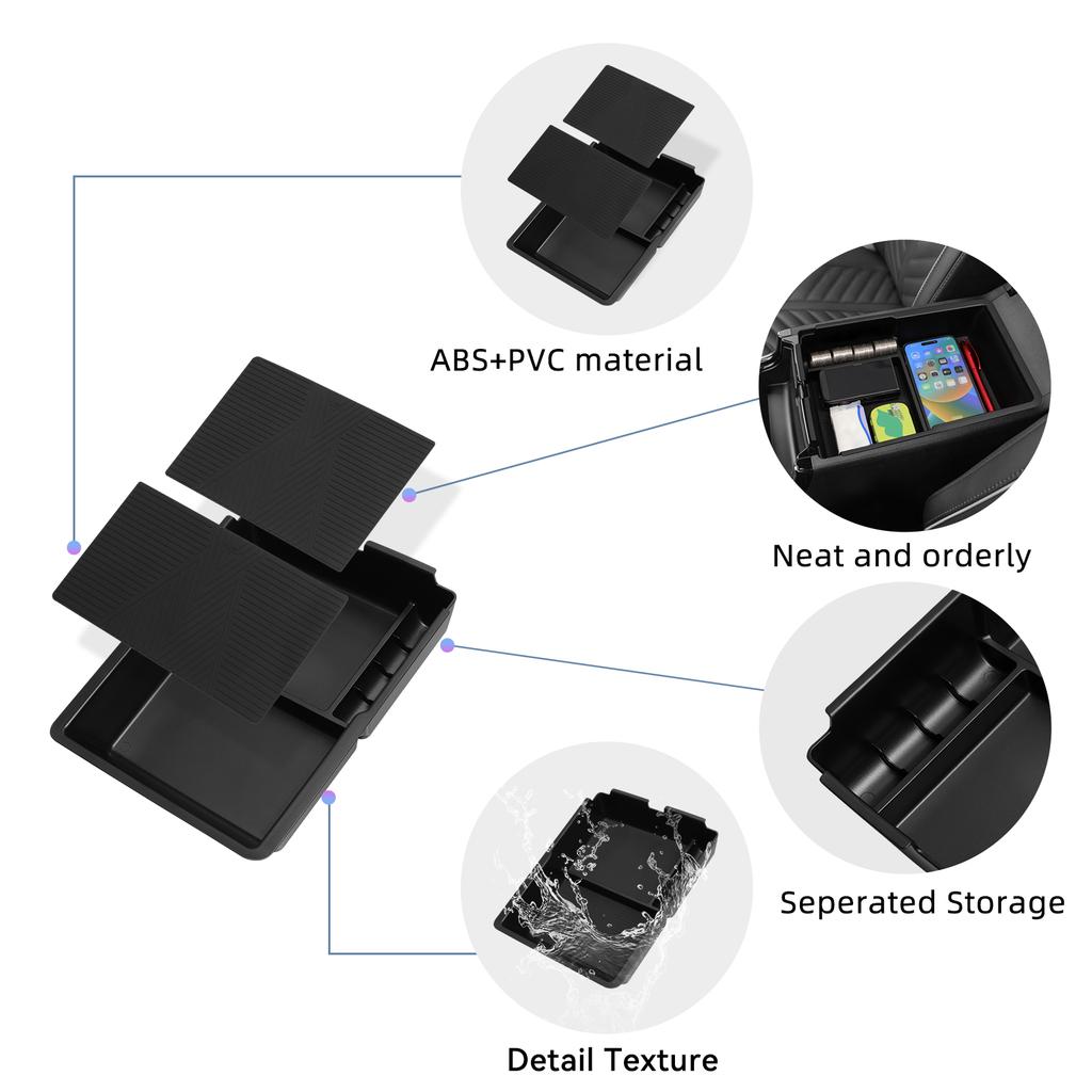 For Kia Sorento 2025-2025 Central Armrest Storage Box Stowing Tidying Car Tray ABS Organizer Accessories Black