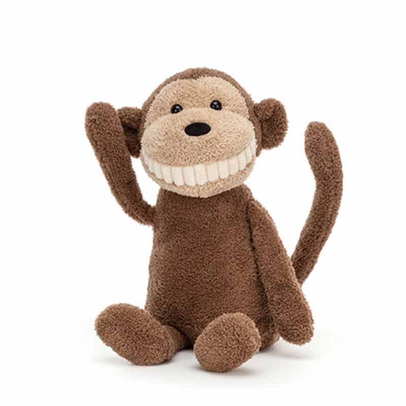 JELLYCAT Smile Big Fang Series Animal Monkey Cute Doll Plush Doll 30cm Height