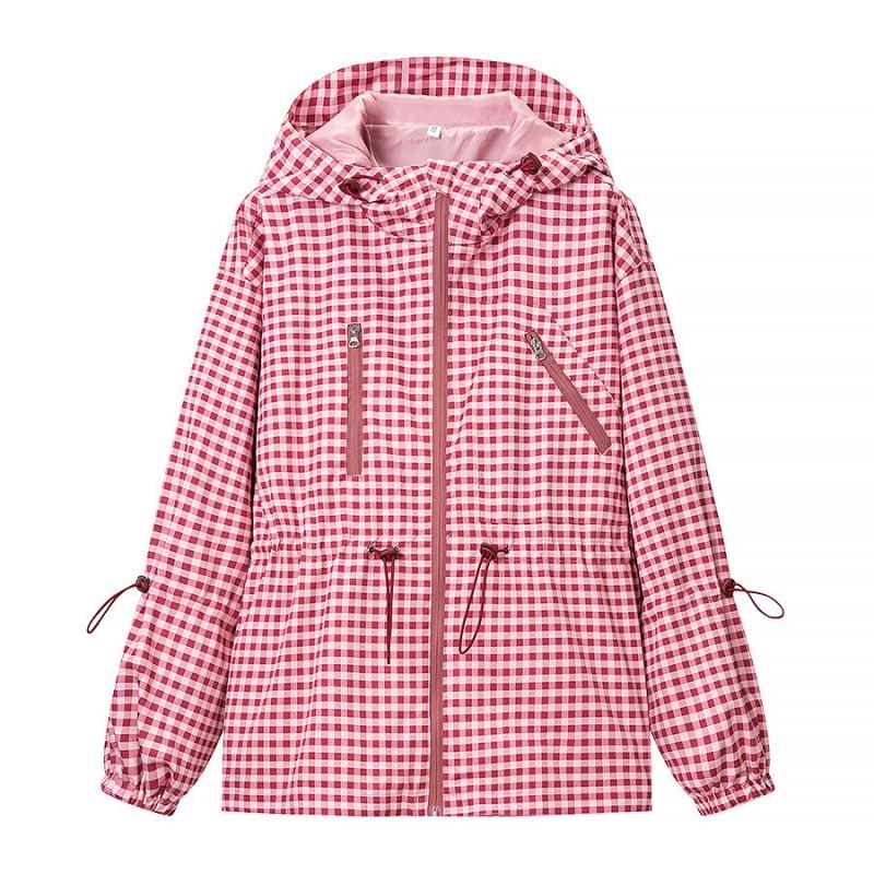 Womens Oversized Plaid Hooded Jacket 2026