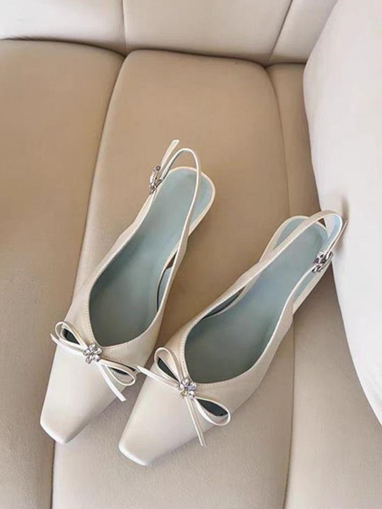 

Босоножки Baotou с бантом Женские 2025 Лето Новинка Нишевый дизайн Houkong Универсальные босоножки Мэри Джейн с квадратным носком 42 бежевый