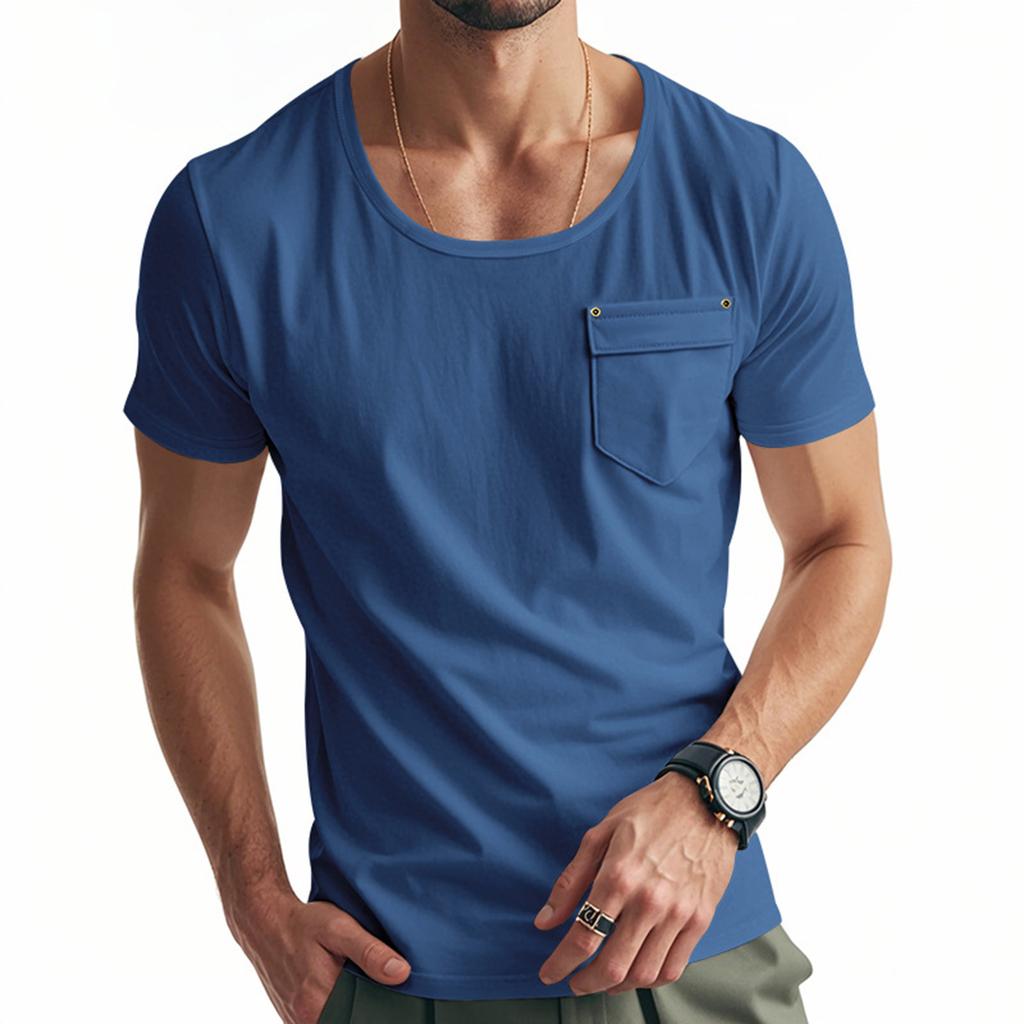 Men's Round Neck Short Sleeved Top Plus Size Casual Sports Short Sleeved Top
