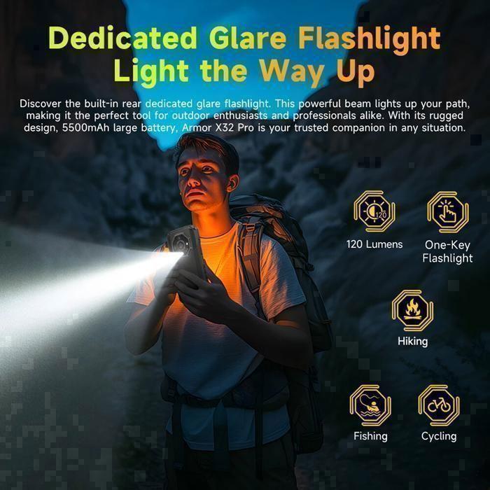 5G Smartphone Robustes Ulefone Armor X32 Pro 16Go+256Go 5,65" 5500mAh Unzerbrechliches Telefon Android 14 Dural SIM/NFC/GPS/64MP Grün