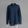 Women's Oversized Button Down Shirt Loose Fit Point Collar Long Sleeve Solid Cotton Blouse