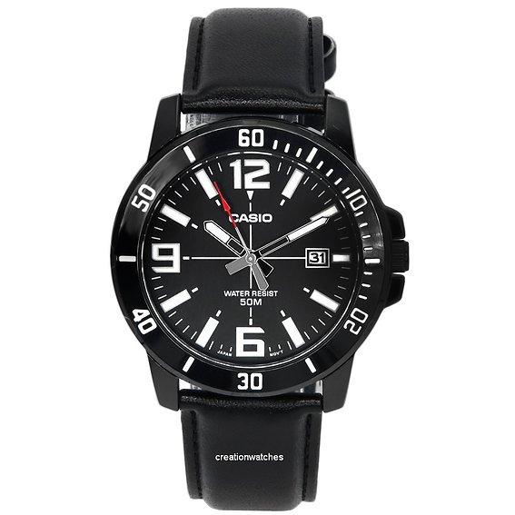 Аналоговые кварцевые часы Casio Enticer с черным циферблатом MTP-VD01BL-1B MTPVD01BL-1B Мужские часы чёрный