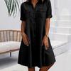 European and American Women's Denim Jacket with Short Sleeve and Solid Color Short Skirt Dress.