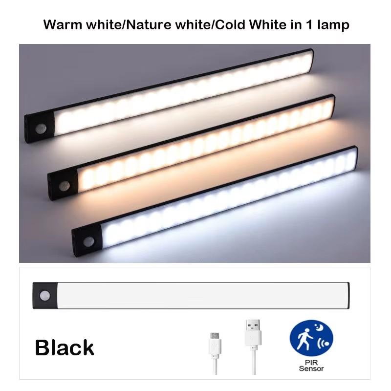 Ultra-thin LED Cabinet Light USB Rechargeable Motion Sensor Light 3 Colors Dimmable Wardrobe Closet Kitchen Lighting Night Lamp