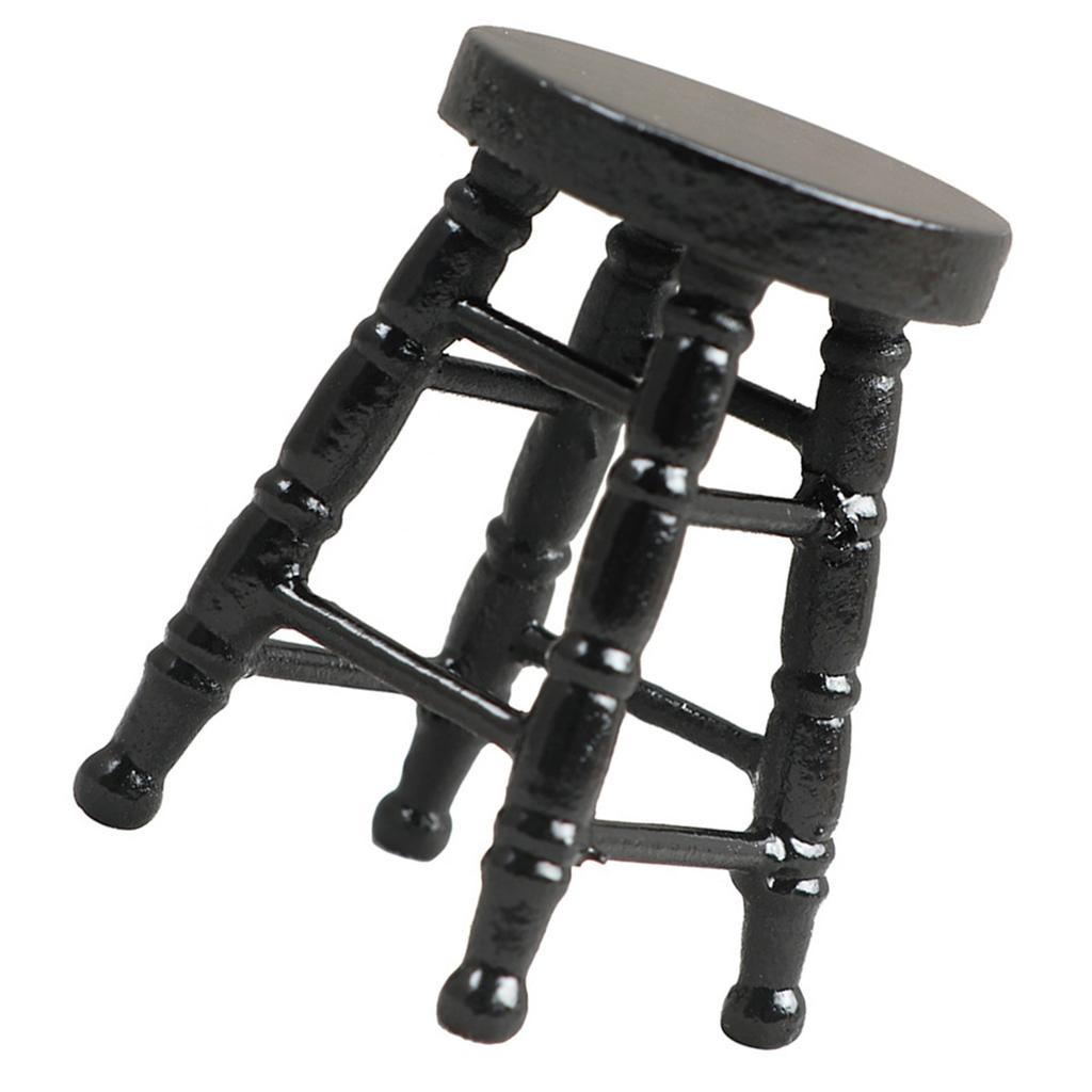 Realistic Wood Stool Zakka Realistic Pretend Play for Role Display Round Top Stool Model Vintage Stool 1:12 Doll House