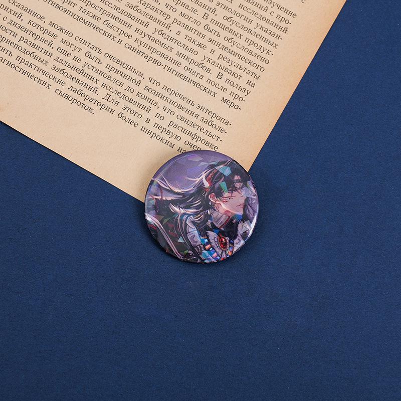 Code Iris Fanmade Silver Glitter Badge (44mm): Fu Rong, Zuo Ci, Sun Ce, Liu Bian Designs