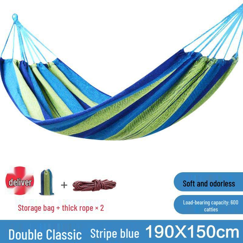 Canvas Hammock for Camping - Anti-rollover Design, Single/Double Person, Outdoor Swing with Curved Support