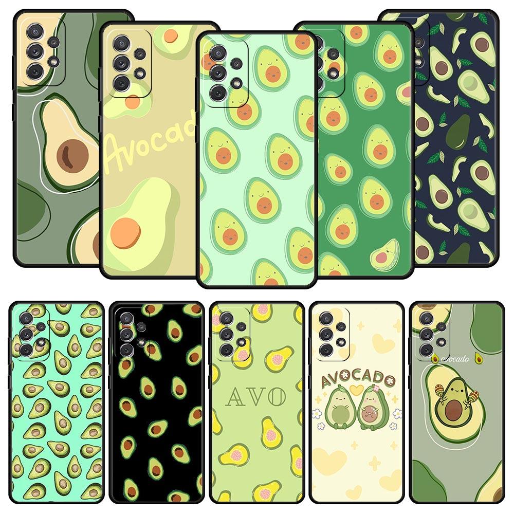 Cute Avocado Phone Case for Samsung Galaxy A55 A35 A17 A07 A15 A13 A25 A51 A71 A72 A73 A32 A52 A52S A41 5G Soft TPU Shell Fundas