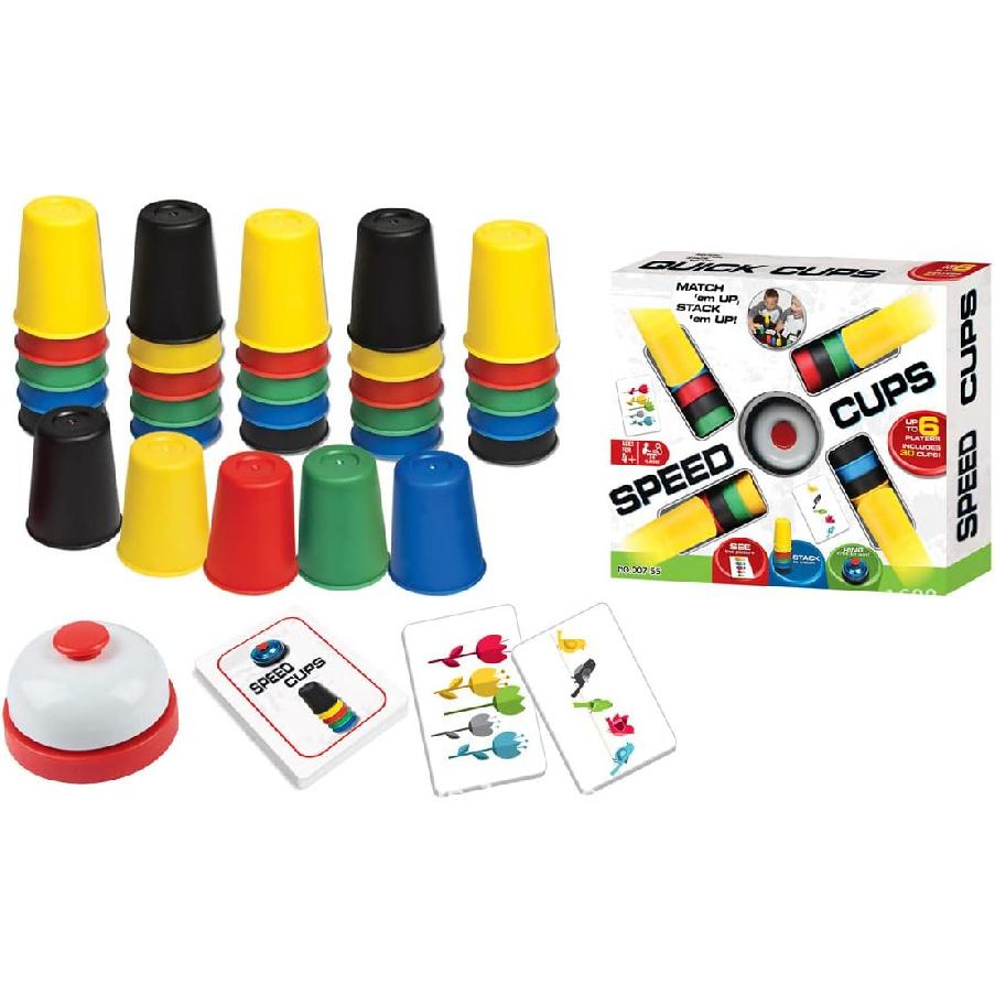 

Quick Cups, Stacking Game for Kids with 30 Flying Stack Cups & 24 Picture Cards
