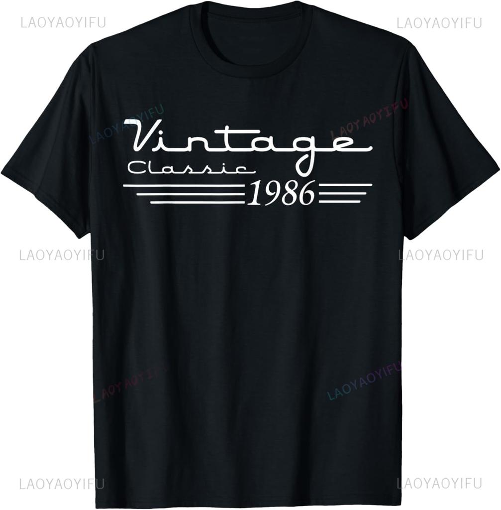 Vintage 39th Birthday Decorations Vintage 1986 39 Years Old Streetwear Custom Printed Graphic T Shirts Funny Shirt Camisas