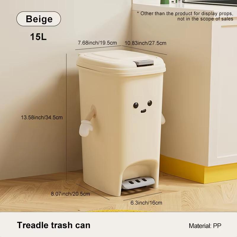Uforu Large-Capacity Bin, Pedal Bin, DIY Creative Bin for Kitchen, Dormitory and Bathroom, Adorable Design