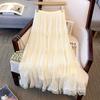 Women's Spring Lace High-Waist Tulle Tiered Cake Midi Skirt - Sweet Paneled Design Versatile & Slimming