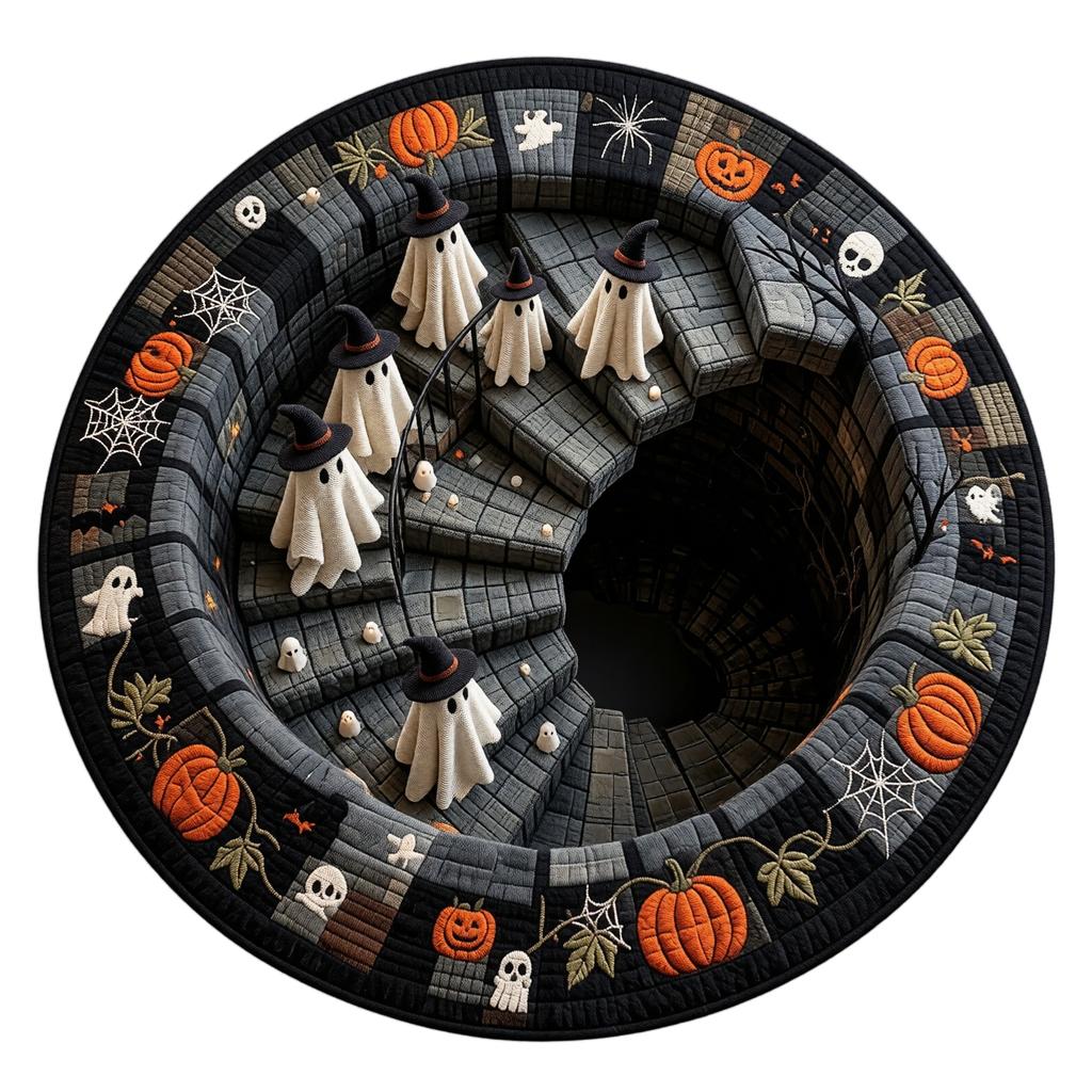 Halloween Round Velvet Area and Floor with 3D Effect for Indoor Decor