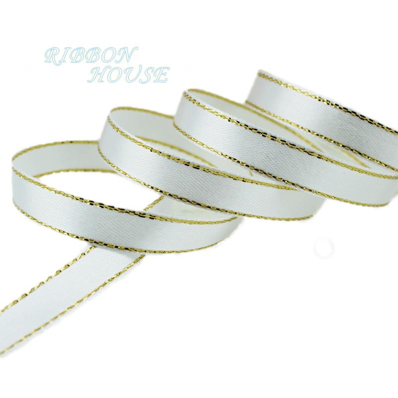 (25 Yards/roll) Gold Edge Ribbon Satin Ribbons High Quality Gift Packaging Ribbons 6/10/20/25/40mm